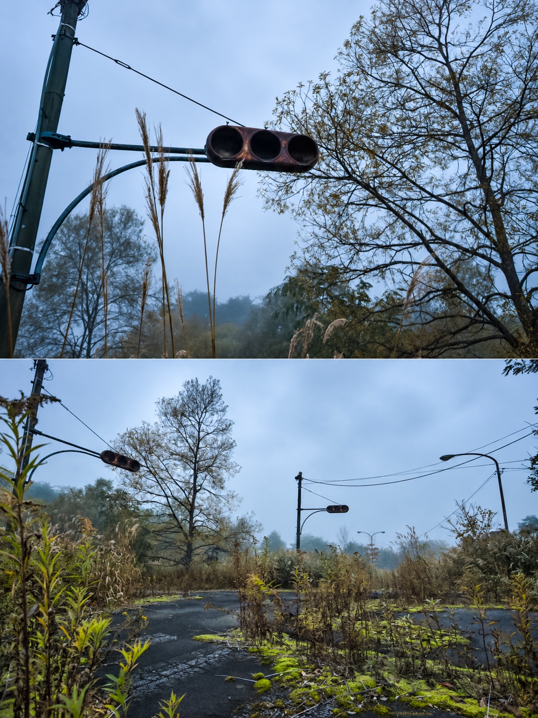炭鉱の町の廃信号機